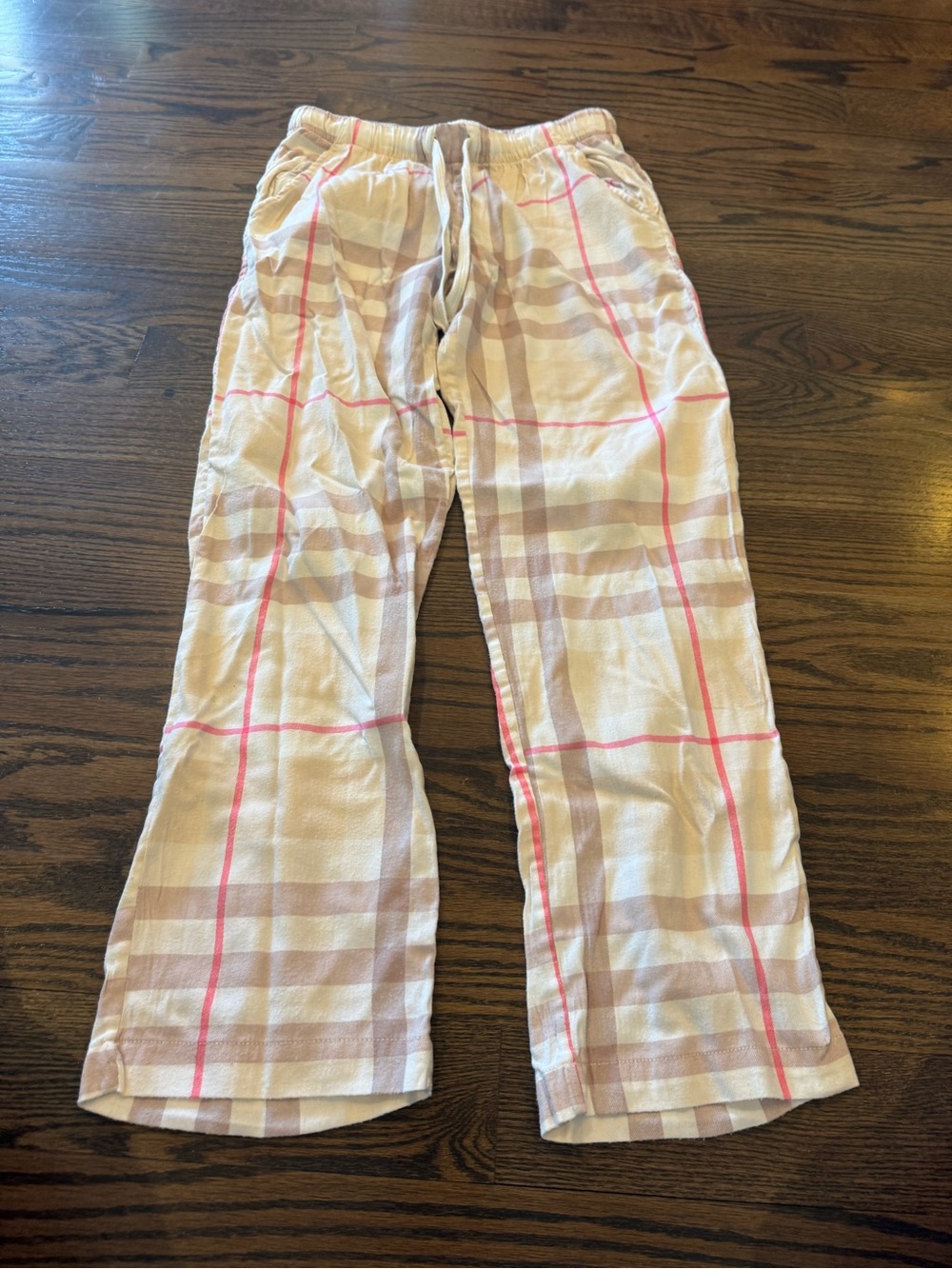 aerie Plaid Lounge Pajama Pants in Cream, Pink and Tan